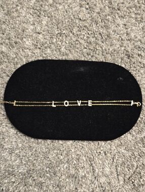 Diamonique Gold LOVE Letter Double Chain Bracelet